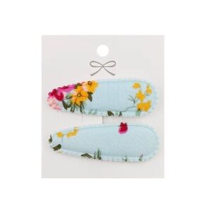 Pale Blue and Rose Hair Clips, Two on Card